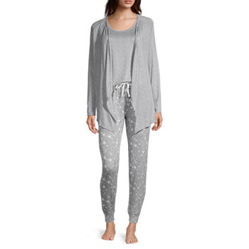Jaclyn Womens Pajama + Robe Sets 3-pc. Sleeveless Round Neck