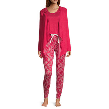Jaclyn Womens Pajama + Robe Sets 3-pc. Sleeveless Round Neck