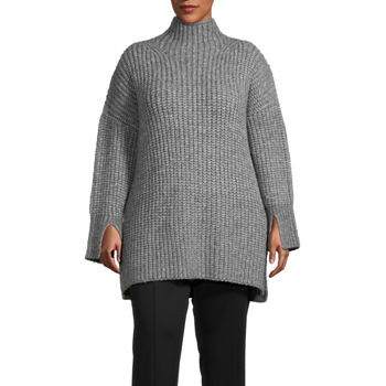 Worthington Plus Womens Mock Neck Long Sleeve Pullover Sweater