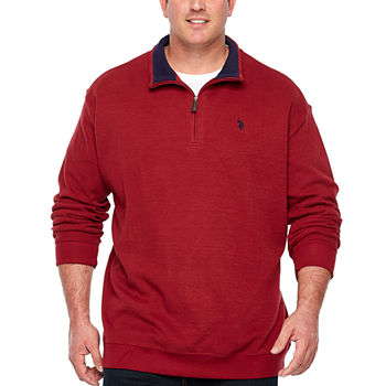 U.S. Polo Assn. Big and Tall Mens Y Neck Long Sleeve Quarter-Zip Pullover