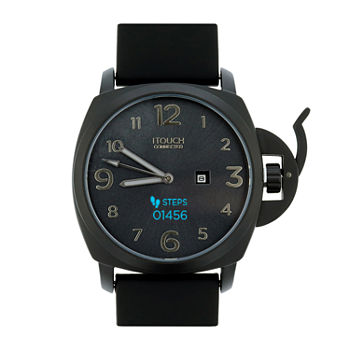 iTouch Connected for Men: Black Case with Black Silicone Strap Hybrid Smartwatch (44mm) 50050B-51-G02