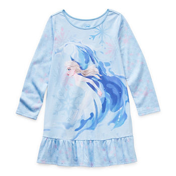 Disney Collection Little & Big Girls Frozen Long Sleeve Round Neck Nightshirt