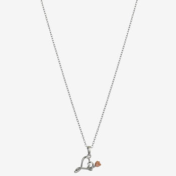 Disney Disney Classics Sterling Silver 16 Inch Link Heart Beauty and the Beast Pendant Necklace