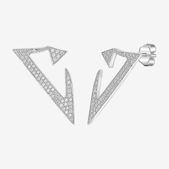 Sparkle Allure Cubic Zirconia Pure Silver Over Brass 23.5mm Triangle Stud Earrings