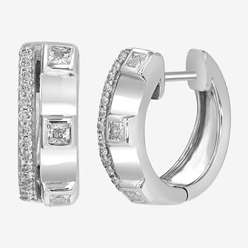 Sparkle Allure Cubic Zirconia Pure Silver Over Brass Round Hoop Earrings