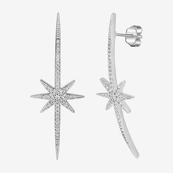 Sparkle Allure Cubic Zirconia Pure Silver Over Brass Star Drop Earrings