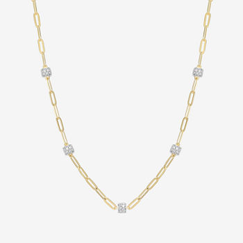 Paris 1901 By Charles Garnier Womens 17 Inch White Cubic Zirconia 18K Gold Over Silver Link Necklace