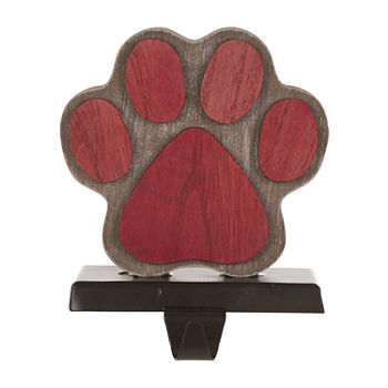 Glitzhome Wooden & Metal Paw Christmas Stocking Holder