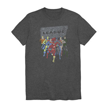 Mens Crew Neck Short Sleeve Regular Fit Justice League Graphic T-Shirt