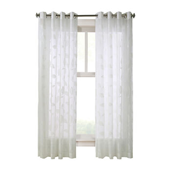 Foliage Light-Filtering Grommet Top Single Curtain Panel