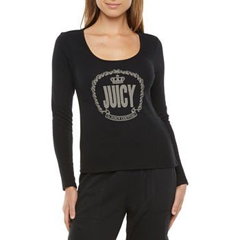 Juicy By Juicy Couture Womens Boat Neck Long Sleeve T-Shirt