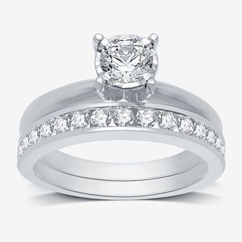 Round 1 CT. T.W. Diamond Solitaire Bridal Set in 10K or 14K White Gold