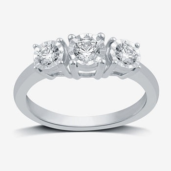 Love Lives Forever Round 1/2 CT. T.W. Diamond 3-Stone Engagement Ring in 10K or14K Gold