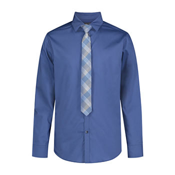 Van Heusen Little & Big Boys Point Collar Long Sleeve Stretch Fabric Shirt + Tie Set