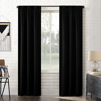 Sun Zero Bergen 100% Blackout Rod Pocket Single Curtain Panel