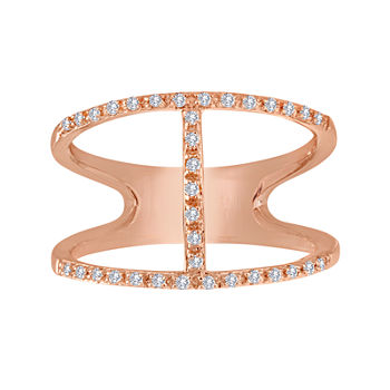1/7 CT. T.W. Diamond 14K Rose Gold Over Sterling Silver Open-Design Ring