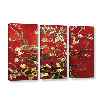 Brushstone Red Blossoming Almond Tree 3-pc. Gallery Wrapped Canvas Wall Art