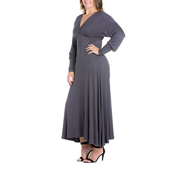 24/7 Comfort Apparel Plus Long Sleeve Maxi Dress
