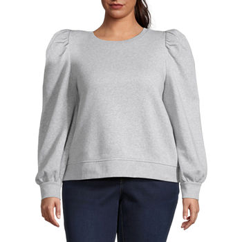 a.n.a Womens Plus Puff Shoulder Pullover Top