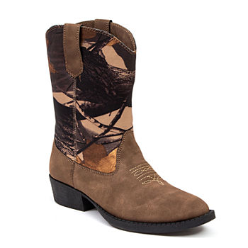 Deer Stags Little & Big  Boys Ranch Block Heel Cowboy Boots
