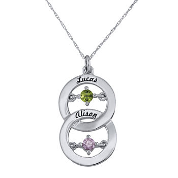 Personalized Dancing Birthstone Circle Pendant Necklace