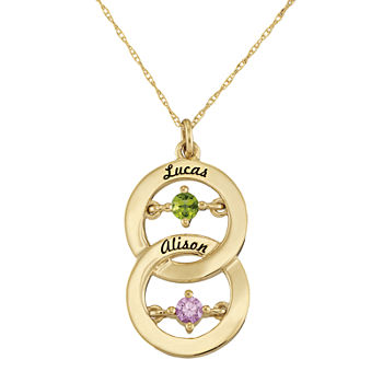 Personalized Dancing Birthstone Circle Pendant Necklace