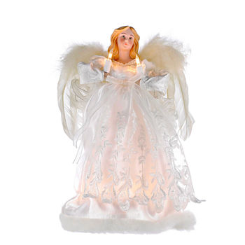 Kurt Adler 12" Ivory Lighted Angel" Christmas Tree Topper