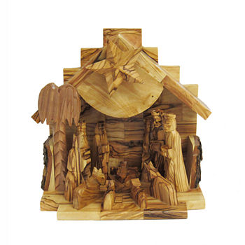 Kurt Adler 7.9" Olive Wood Nativity Music Box