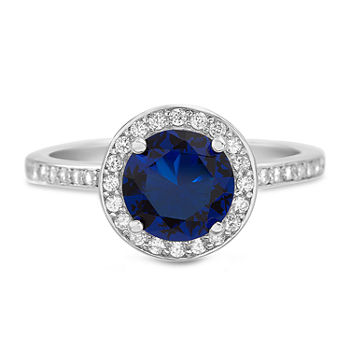 Silver Treasures Sapphire Sterling Silver Cocktail Ring