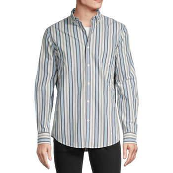 St. John's Bay Mens Classic Fit Long Sleeve Striped Button-Down Shirt