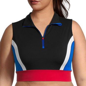 Sports Illustrated Plus Womens Sleeveless Crop Top