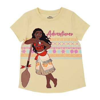 Disney Little & Big Girls Crew Neck Moana Short Sleeve Graphic T-Shirt