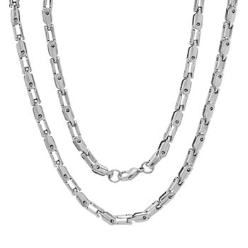 Stainless Steel 24 Inch Semisolid Anchor Chain Necklace