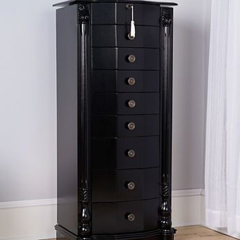 Hives And Honey Louie Lockable Oak Jewelry Armoire