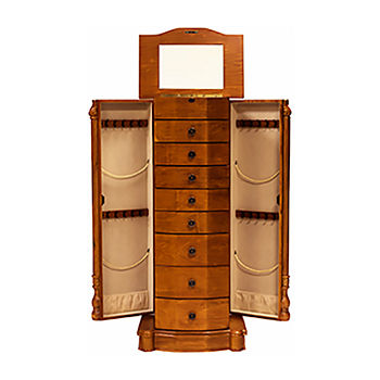 Hives And Honey Louis Lockable Oak Jewelry Armoire