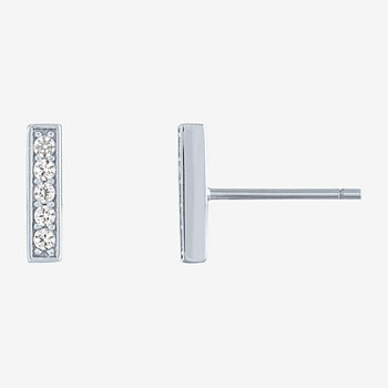 Limited Time Special! Lab Created White Sapphire Sterling Silver Bar Stud Earrings
