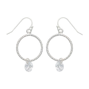 Mixit Silver Tone Twisted Rope With Dangle Charm Drop Earrings