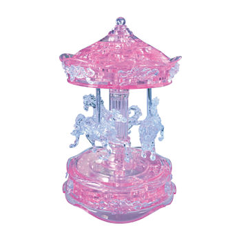 BePuzzled 3D Crystal Puzzle - Carousel (Pink): 83Pcs