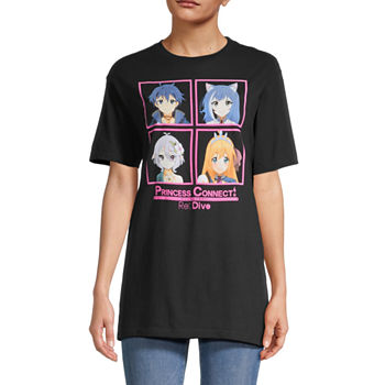 Juniors Princess Connect Womens Crew Neck Short Sleeve Graphic T-Shirt