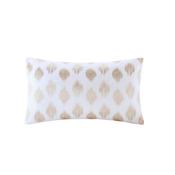 INK + IVY Stella Dot Cotton Percale Embroidered Oblong Throw Pillow