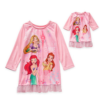 Disney Toddler Girls Princess Long Sleeve Crew Neck Nightgown