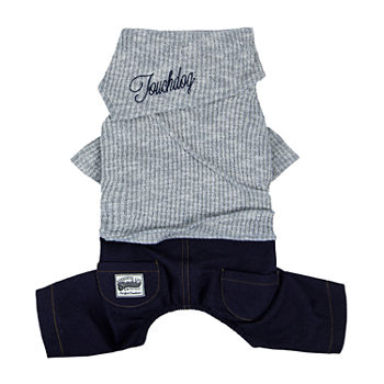 Touchdog ® Vogue Neck-Wrap Sweater and Denim Pant Outfit