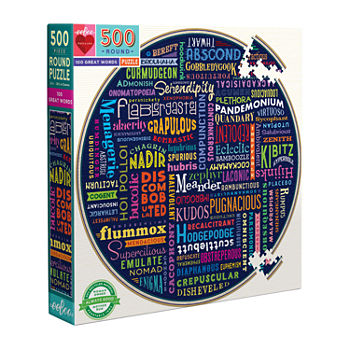 Eeboo Piece And Love 500 100 Great Words Piece Round Circle Jigsaw Puzzle