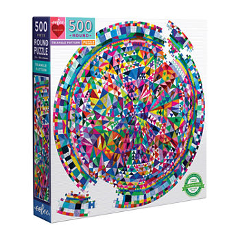 Eeboo Piece And Love Triangle Pattern 500 Piece Round Circle Jigsaw Puzzle