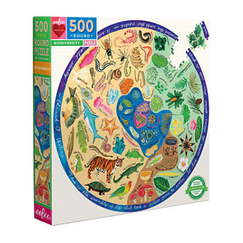 Eeboo Piece And Love Biodiversity 500 Piece Adult Round Jigsaw Puzzle