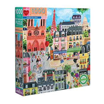 Eeboo Piece And Love Paris In A Day 1000 Pc Rectangle Puzzle  28 X 21 When Finished