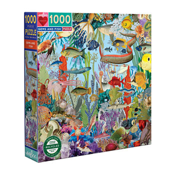Eeboo Piece And Love Gems And Fish 1000 Piece Square Jigsaw Puzzle  23" X 23" Square