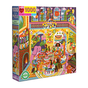 Eeboo Piece And Love Family Dinner Night 1000 Piece Square Jigsaw Puzzle  23" X 23" Square