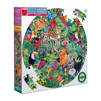 Eeboo Rainforest 100 Piece Round Jigsaw Puzzle  23" In Diameter