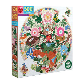 Eeboo Piece And Love Woodland Creatures 500 Piece Round Jigsaw Puzzle  23" In Diameter